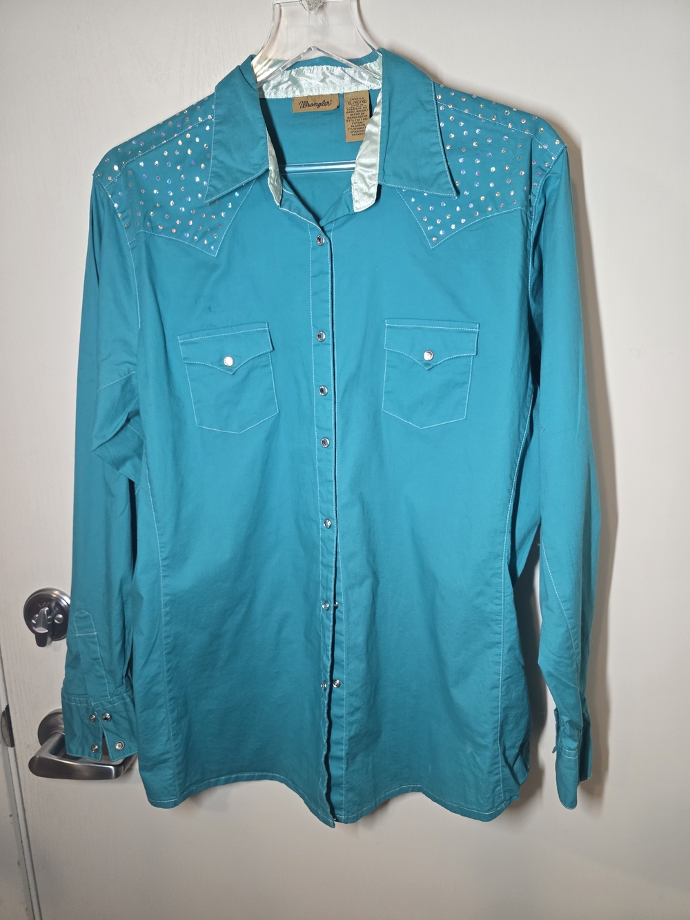 Wrangler Turquoise Studded Western Button-Down Shirt - Women's